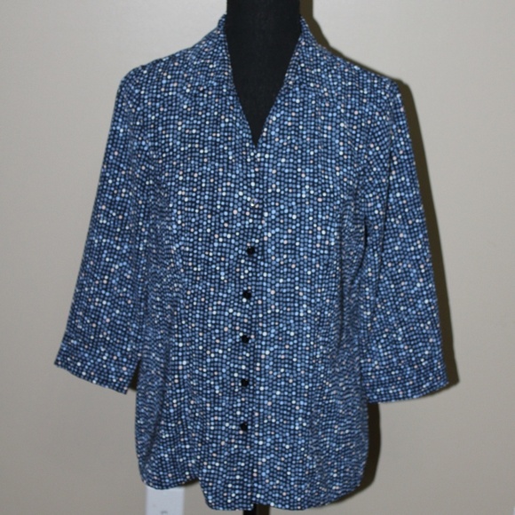 Laura Scott Tops - Laura Scott Petite Pock-a-Dot 3/4 Sleeve Blouse